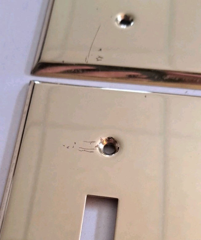 Vintage Light Switch Wall Plate Covers 2-Gang Rectangle Brass Hardware Lot of 4
