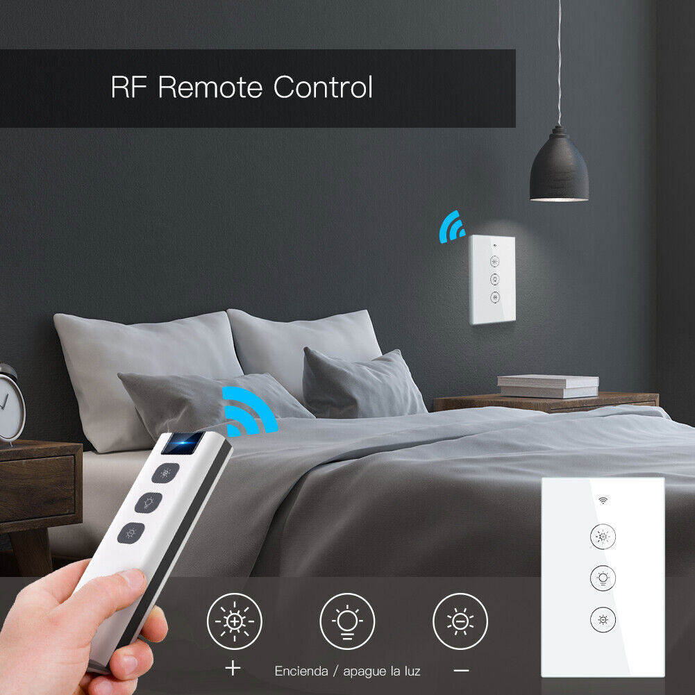 MOES WiFi RF Smart Dimmer Light Switch Wall Touch Glass Panel Alexa Google APP