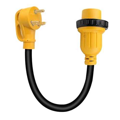 RV Adapter Cord with Locking Connector, 30Amp to 30Amp & ETL Listed, NEMA TT