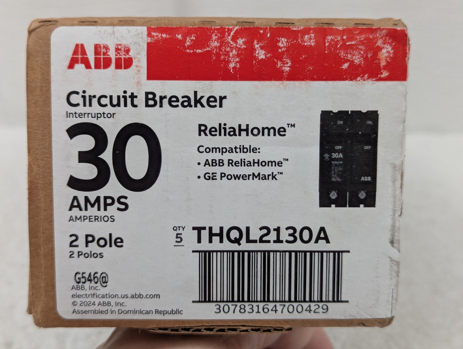ABB – 30A – Double Pole Circuit Breaker – THQL2130A – 5 Pack