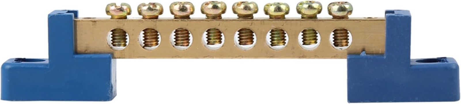 DC250V 110A Grounding Strip Bus Bar Block with 8 Screw Terminals Bronze Blue