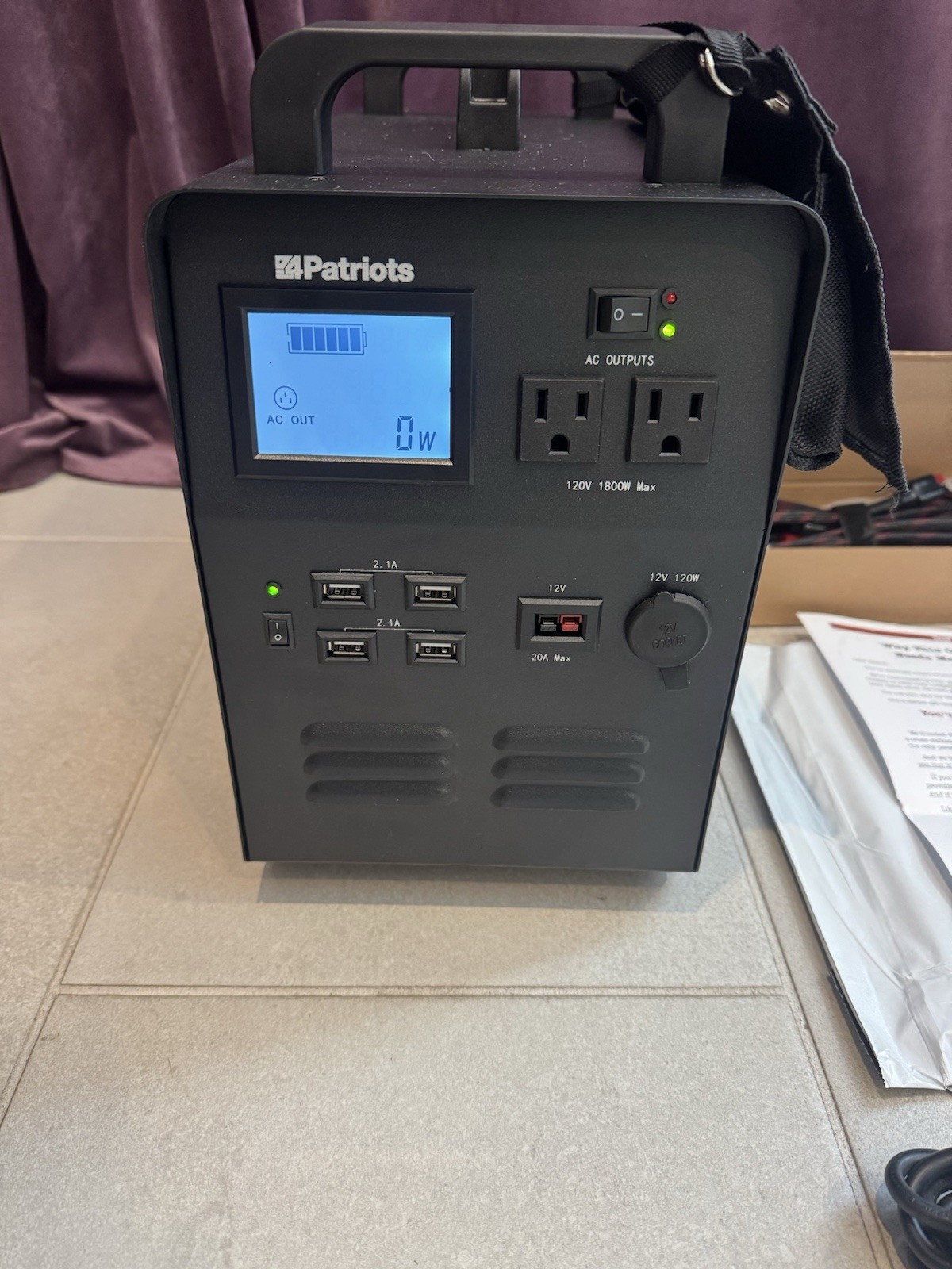 Patriot Power Generator 1800 768Wh LiFePO4 Solar Backup MPG-4.0