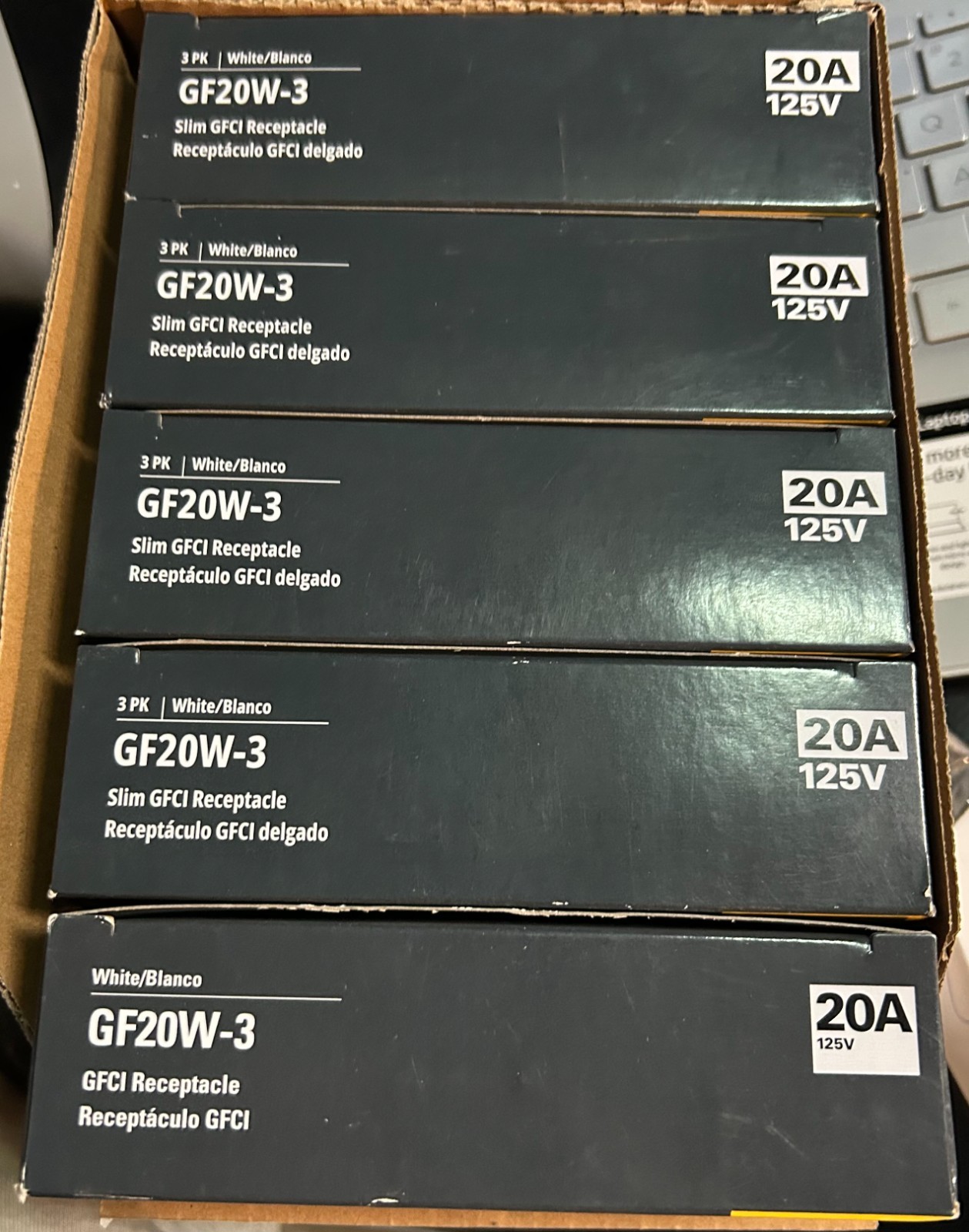 Eaton GF20W-3 White GFCI Decorator Outlet Receptacle 20A 125V (5 x 3packs)