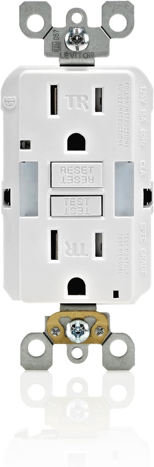 Leviton GFCI Outlet with Guidelight, 15 Amp, Tamper-Resistant GFNL1-W, White