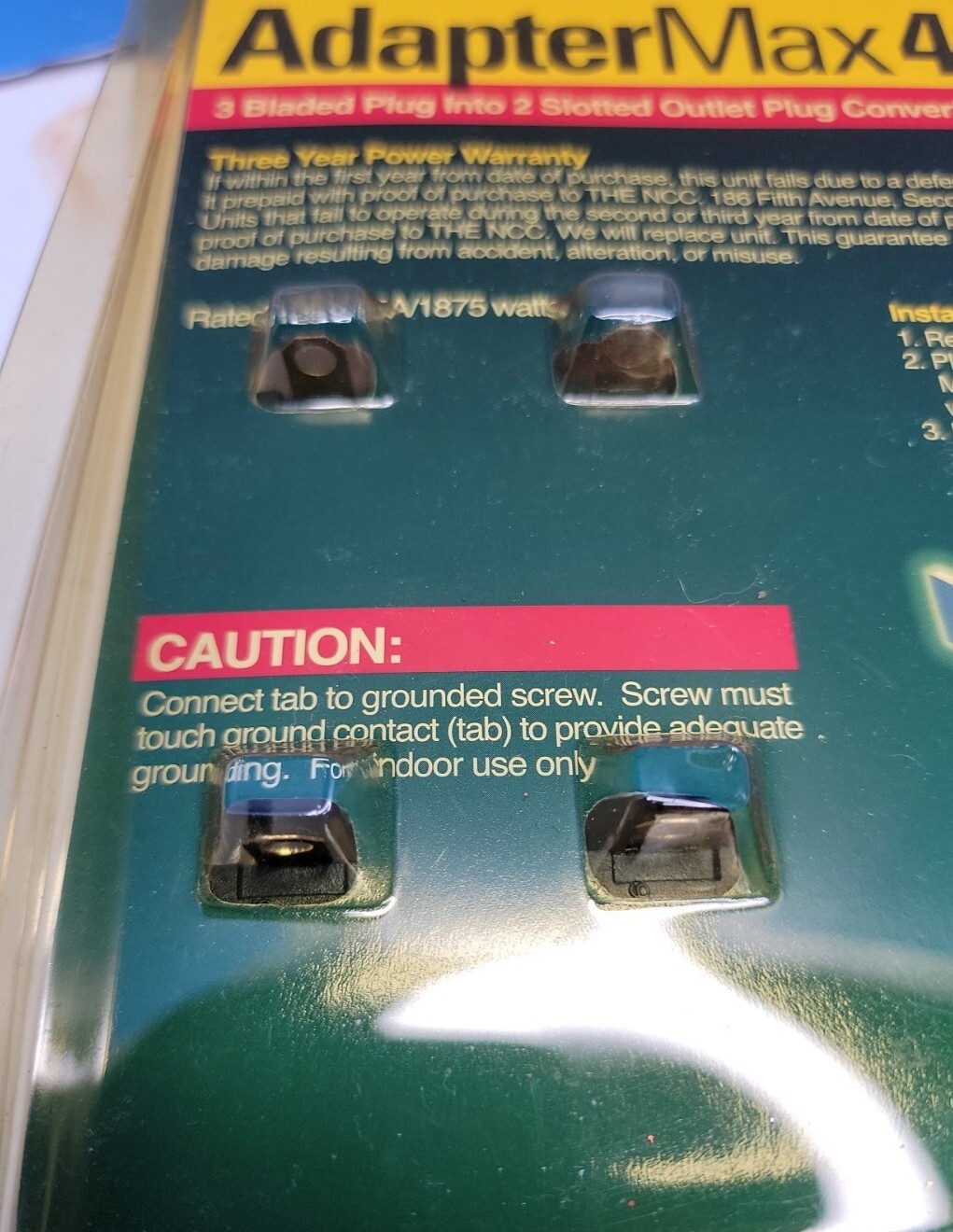 4 Pack – Stanley Adaptermax 3 Prong To 2 Prong Grounding Outlets.