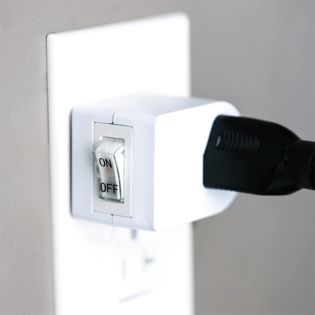 Uninex PS27 Grounded Outlet On/Off Power Switch with Amber 2pack, White