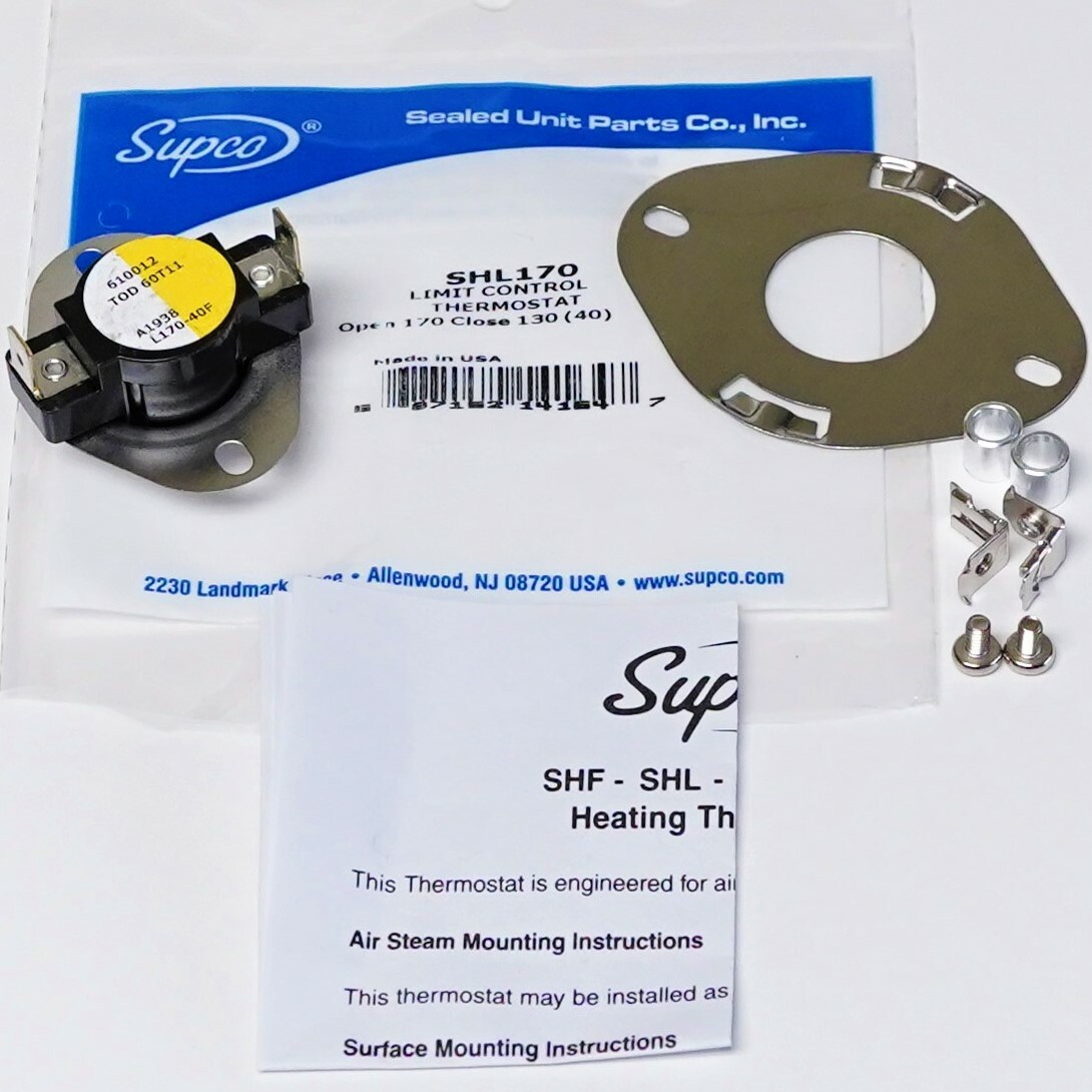Supco SHL170 Heating Limit Thermostat Thermodisc With Flange Plate Adapter