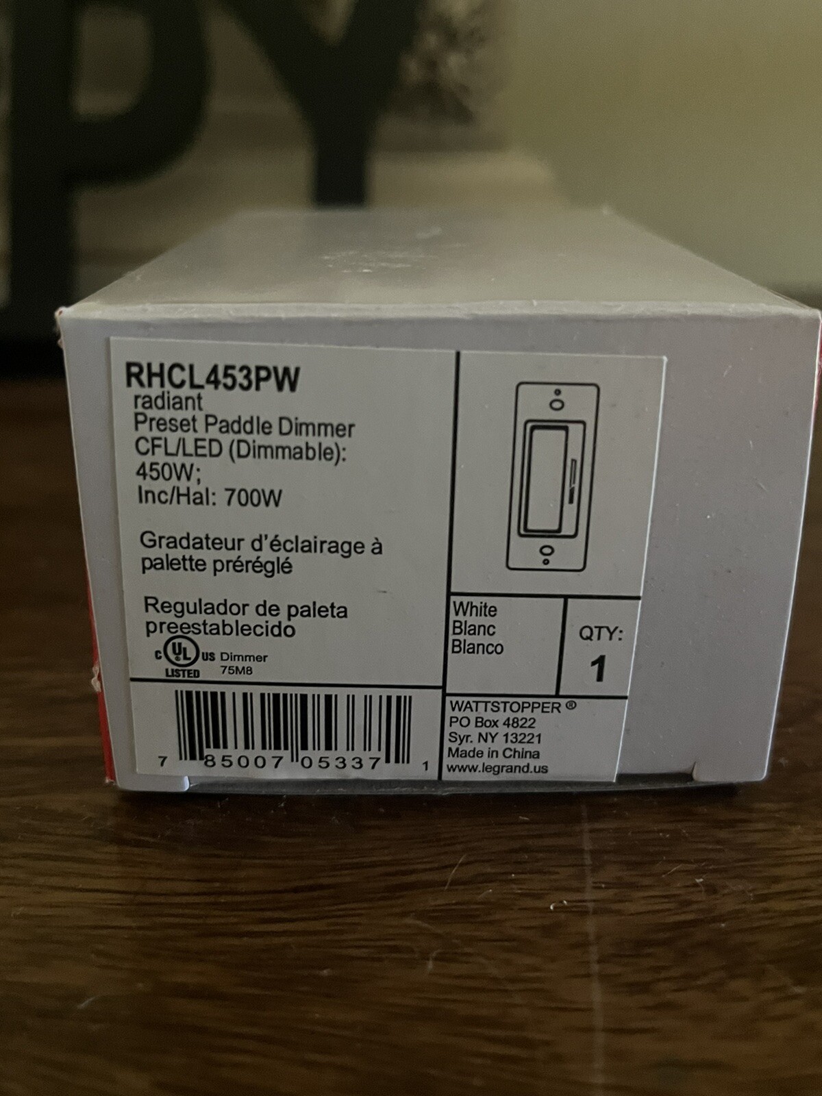 Legrand – RHCL453PW Radiant Preset Paddle Dimmer CFL/LED (Dimmable) 450 W