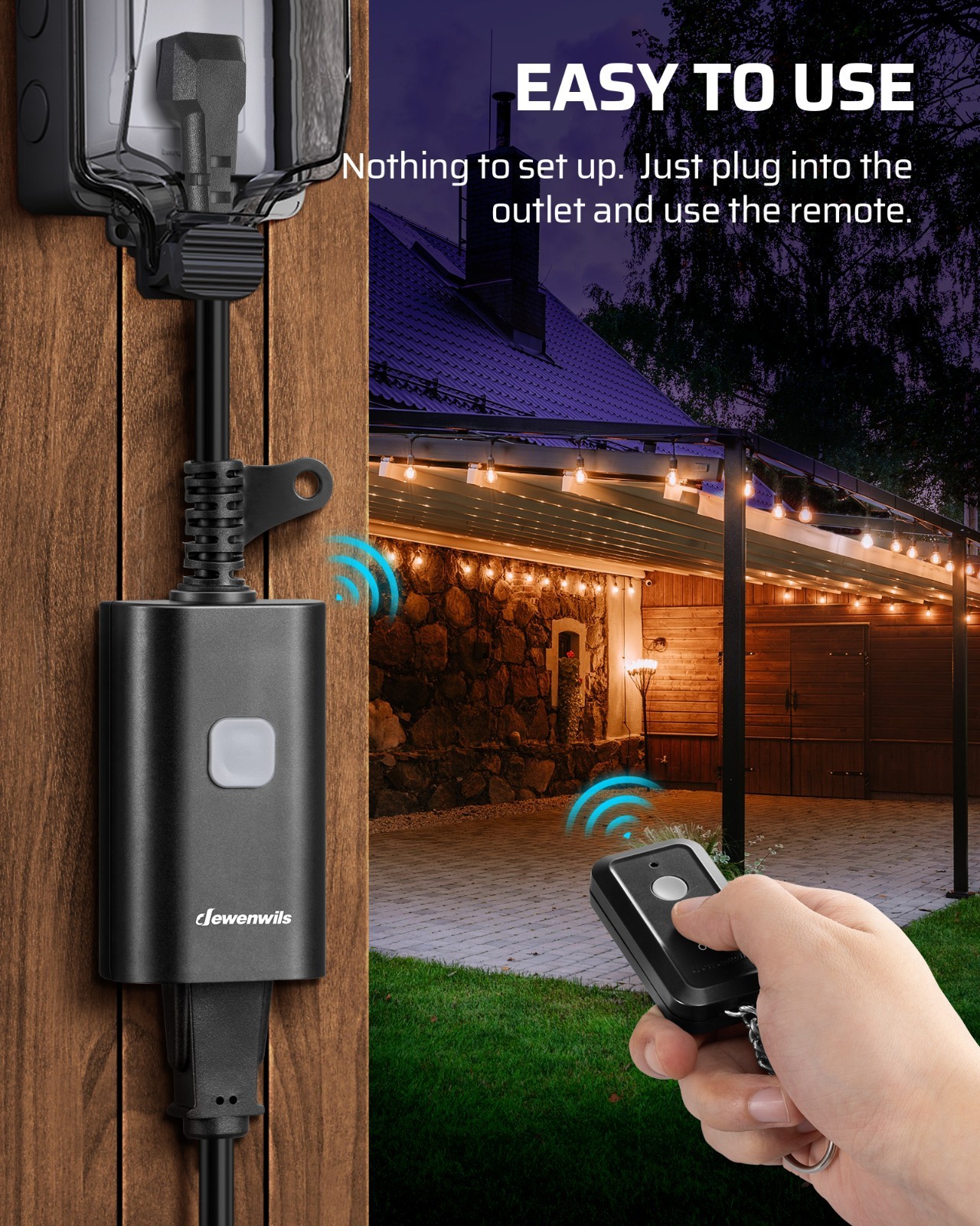 DEWENWILS Outdoor Remote Control Outlet,for Lights Outdoor Appliances