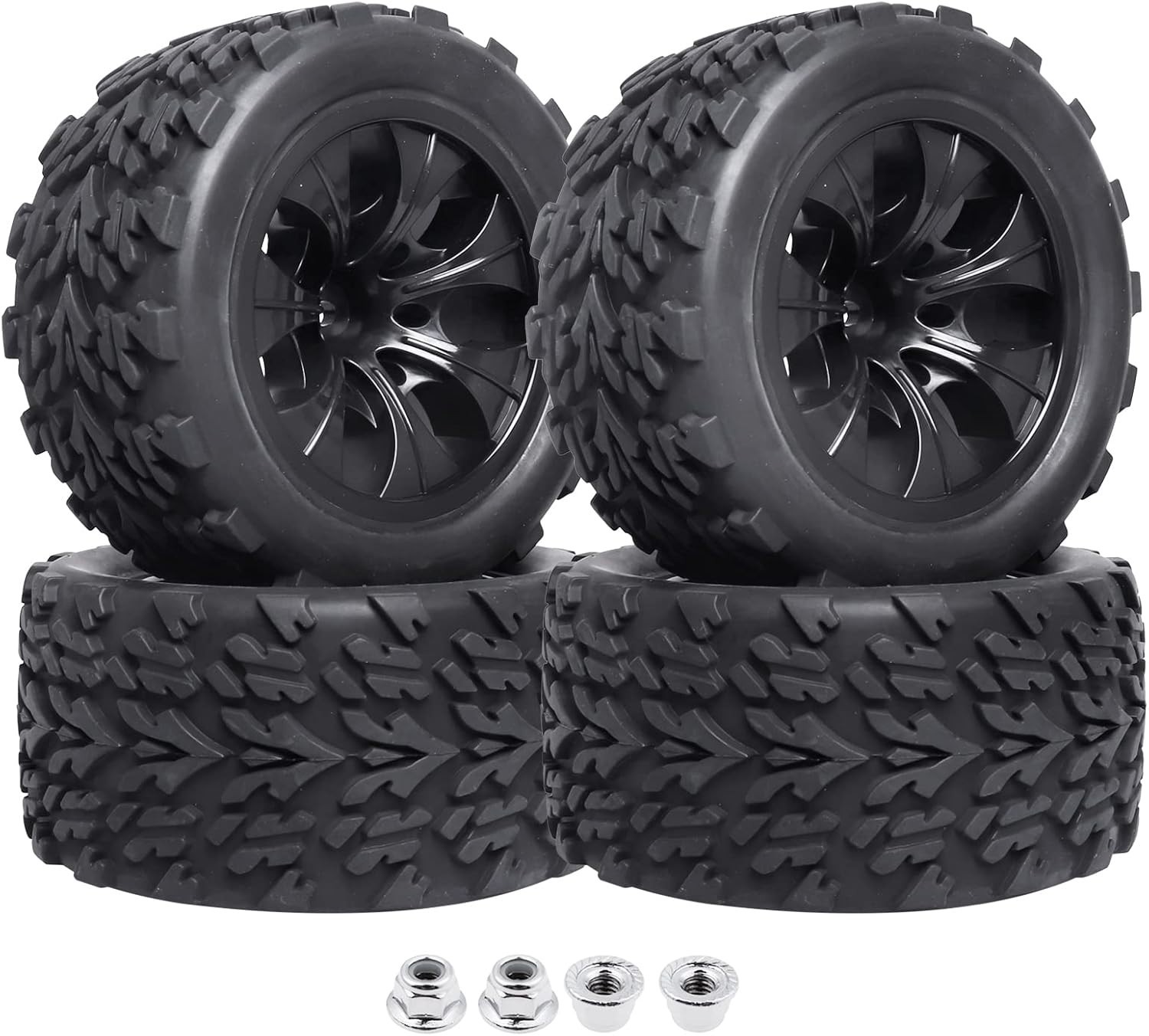 12Mm Hex 1/10 RC Truck Wheels and Tires for Traxxas Rustler 2Wd 4X4 VXL Redcat..