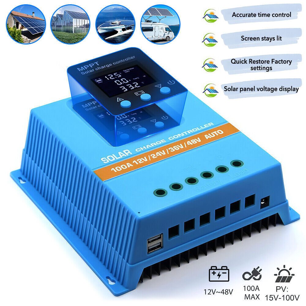 1PC 4800W 100A MPPT Solar Charge Controller 12V/24V/36V/48V Battery PV Regulator
