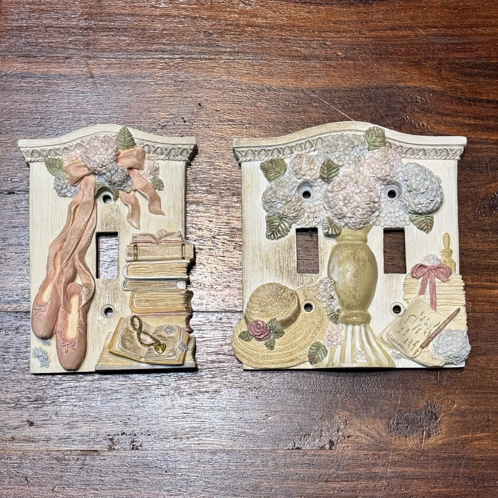 Grandma Cottagecore Vintage 1990s Floral Resin Switch Plates – Double & Single