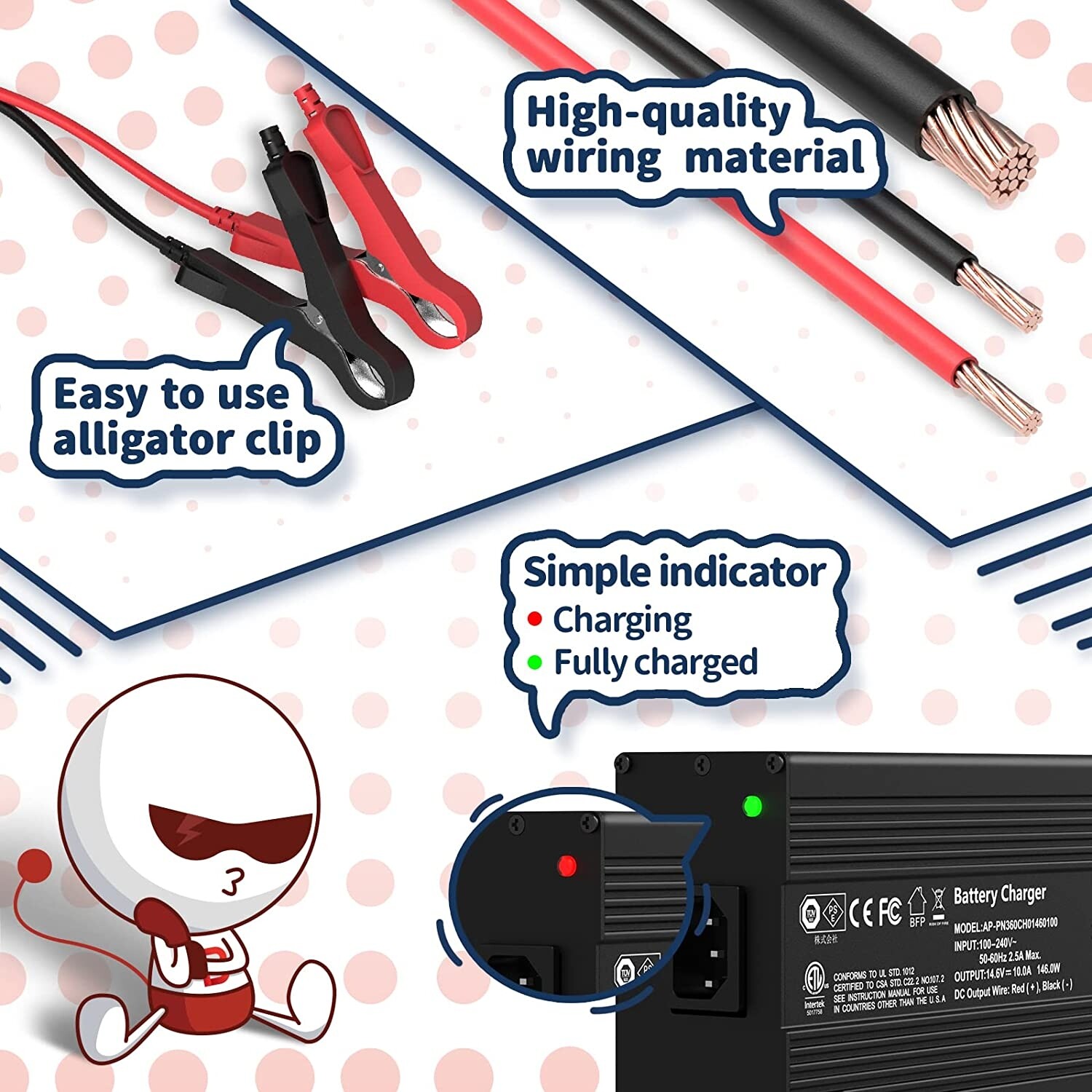 Used 14.6V 10A Smart Battery Charger For LiFePO4 Battery Charger Fast Charger