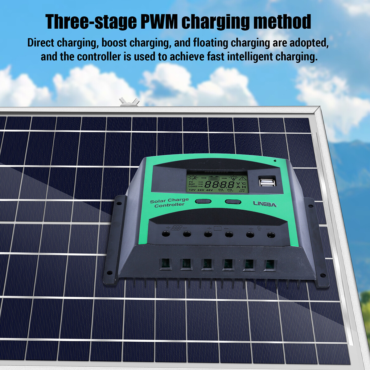 30A Solar Panel Battery Charge Controller 12V/24V LCD Regulator Auto Dual USB US