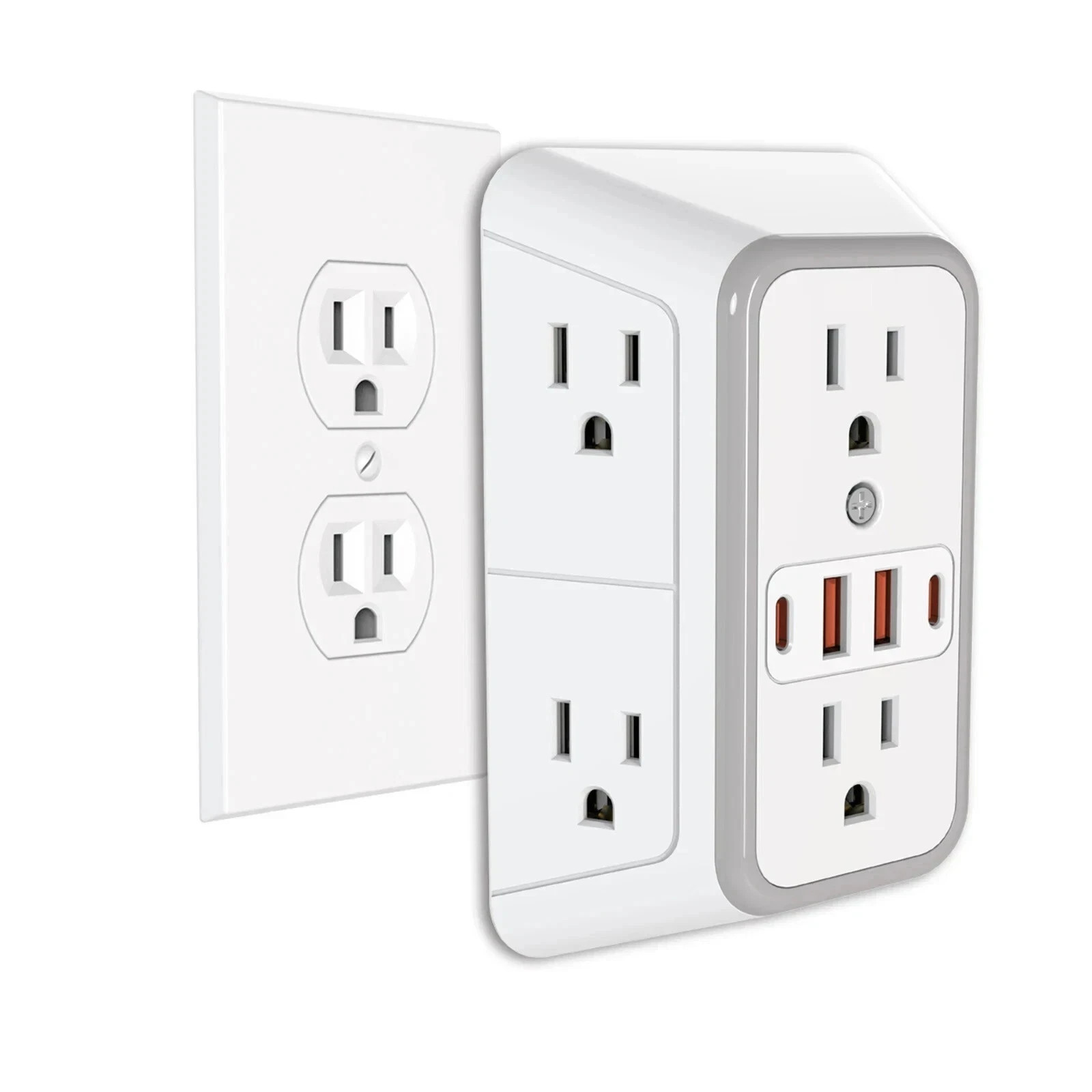 US Multi Socket Wall 6 AC Outlets 4 USB Port, 2 Type C Universal Plug Charger