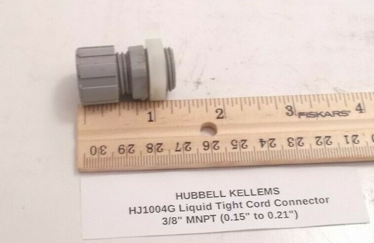 HUBBELL KELLEMS HJ1004G Liquid Tight Cord Connector 3/8″ MNPT (0.15″ to 0.21″)