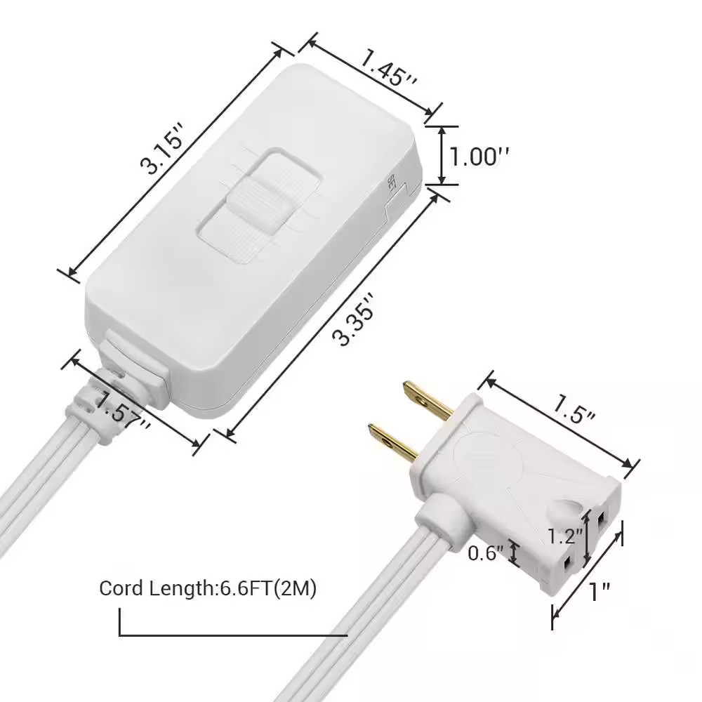 5 Ft. Extension Cord White Plug in Dimmer Switch for LED/CFL Lights and Incandes