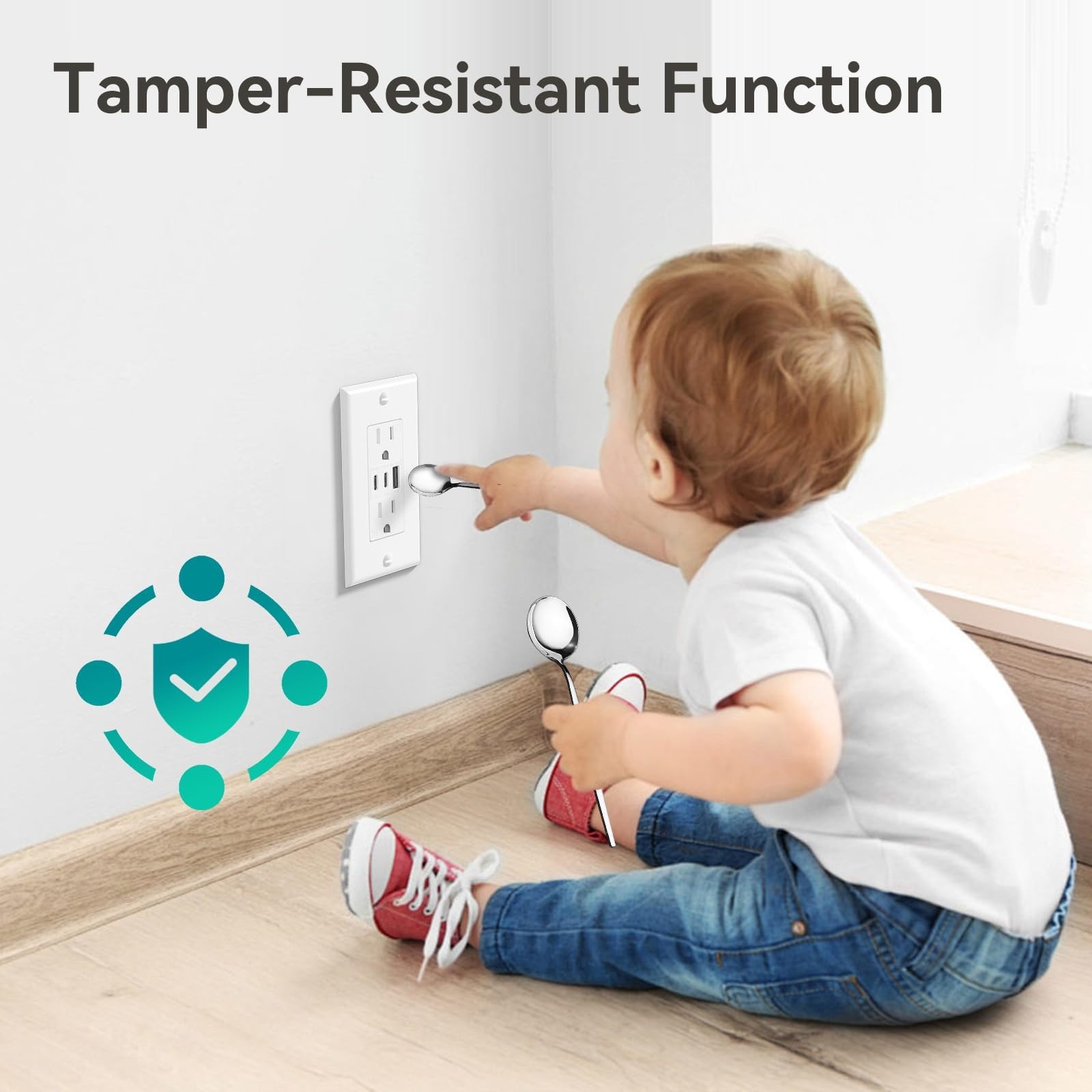 6.0A USB Outlet, 3-Port 30W Wall Outlets with 2 Type C & 1 Type A, 15 Amp Rec…