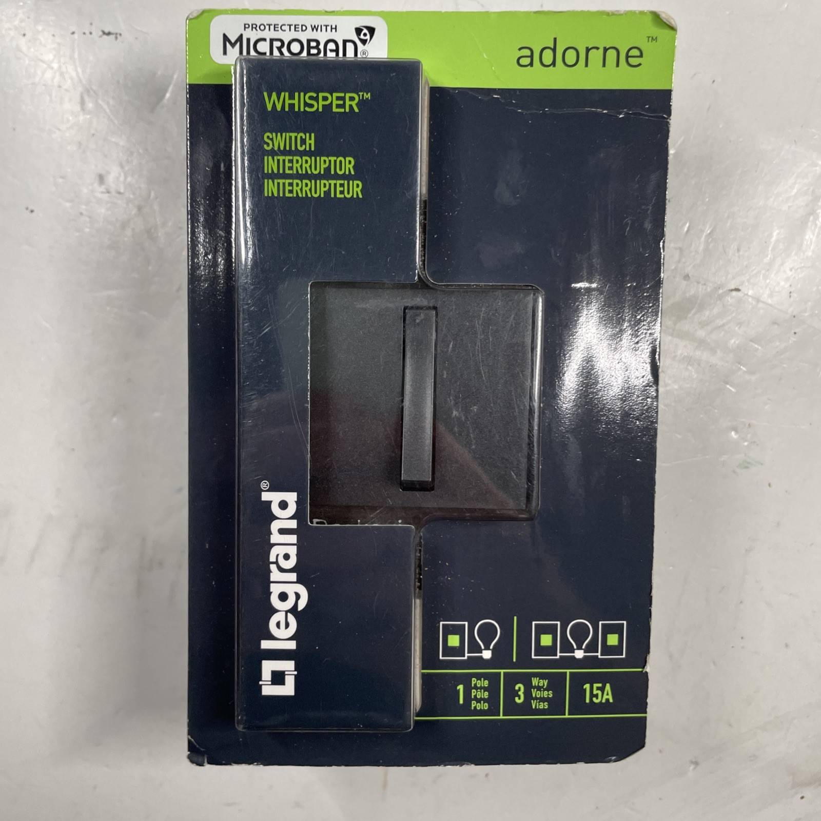 (1-Pk) Legrand Whisper 3-Way Switch 15A ASWR1532G4 | New & Sealed Box! Black