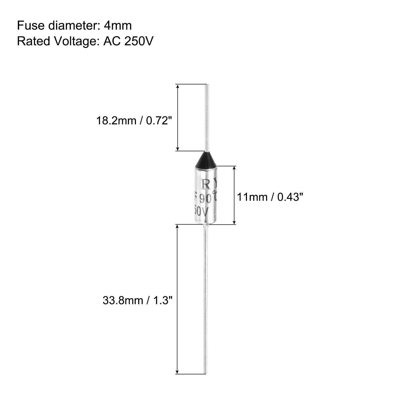 5 Pcs RY90 90 °C 10A 250V Metal Temperature Thermal Fuse Cutoff Thermal Fuse