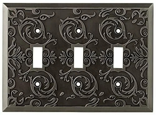 Triple Switch Plate Triple Toggle Wall Plate Heirloom Silver Fairhope