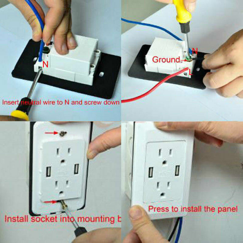 1/ 2 Pack Dual Port USB Wall Wall Socket Dual 2.1A US Standard Flameproof Socket