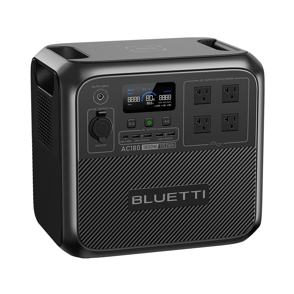 BLUETTI AC180 1800W 1152Wh Power Station Solar Generator for Power Outage Backup