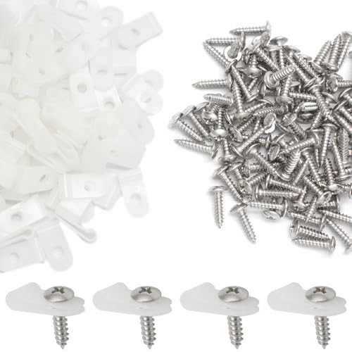 100 Pcs Inch White Nylon Cable Clip Wire Clamp | R-type Screw 1/8 100 Pcs White