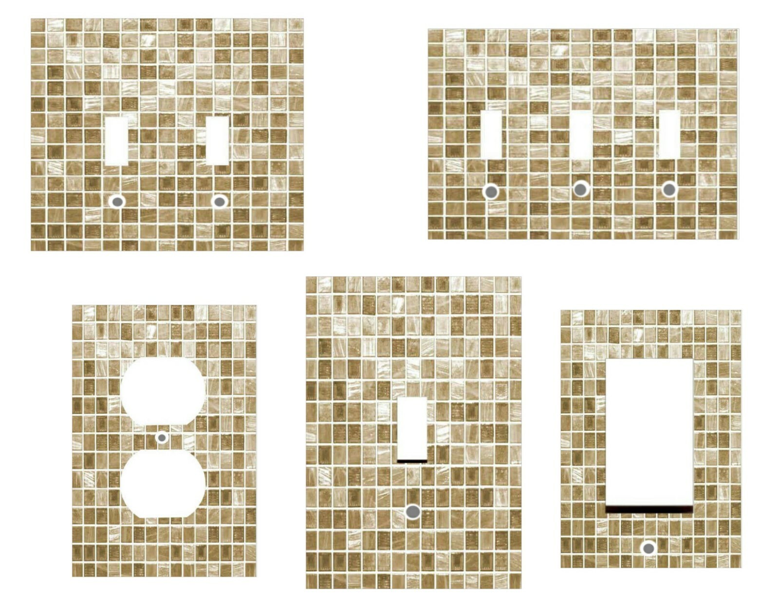 TAN BROWN MOSAIC TILE IMAGE HOME DECOR LIGHT SWITCH PLATES AND OUTLETS