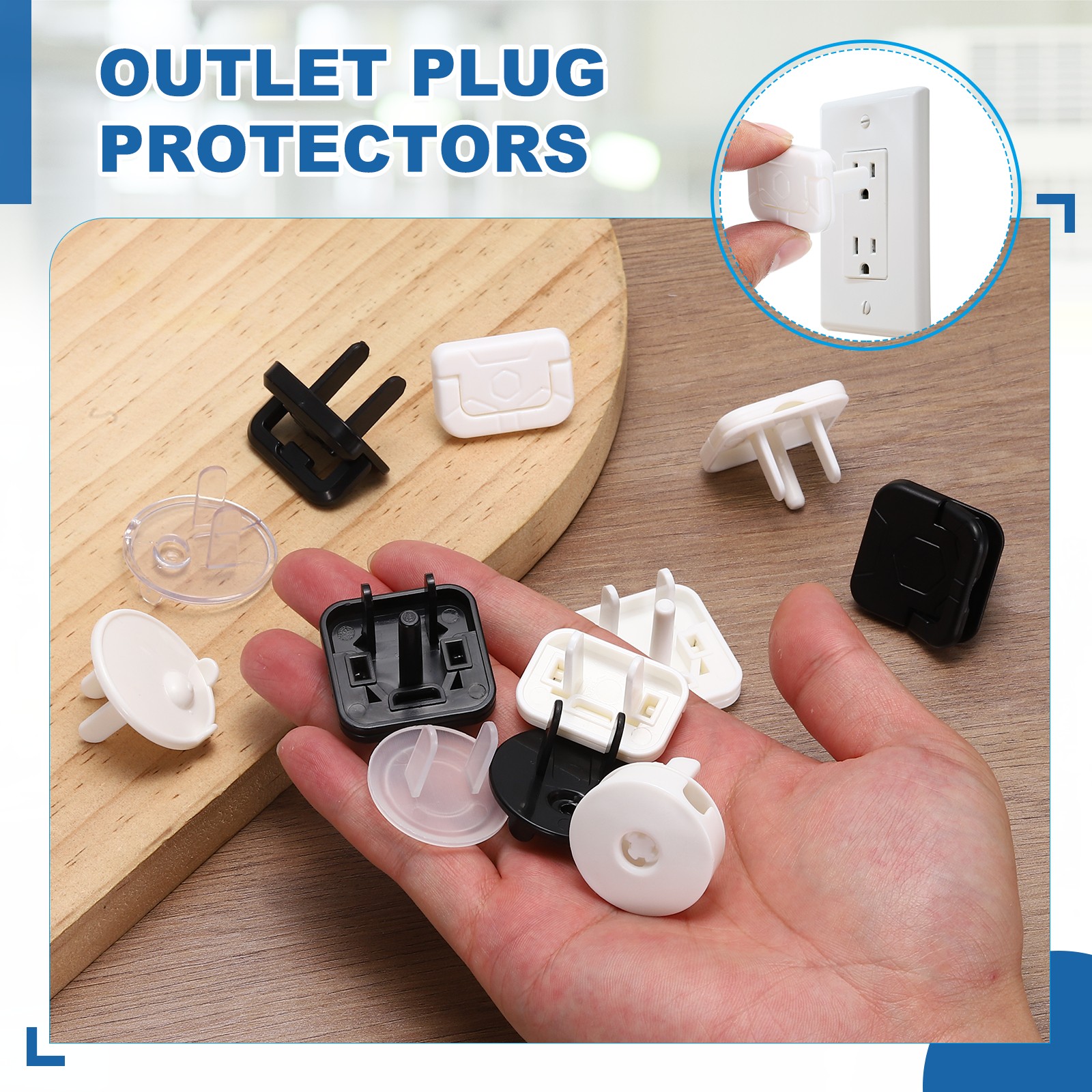 50 Pack Outlet Covers Proofing Safety Plug Covers for 2-Prong, Square White
