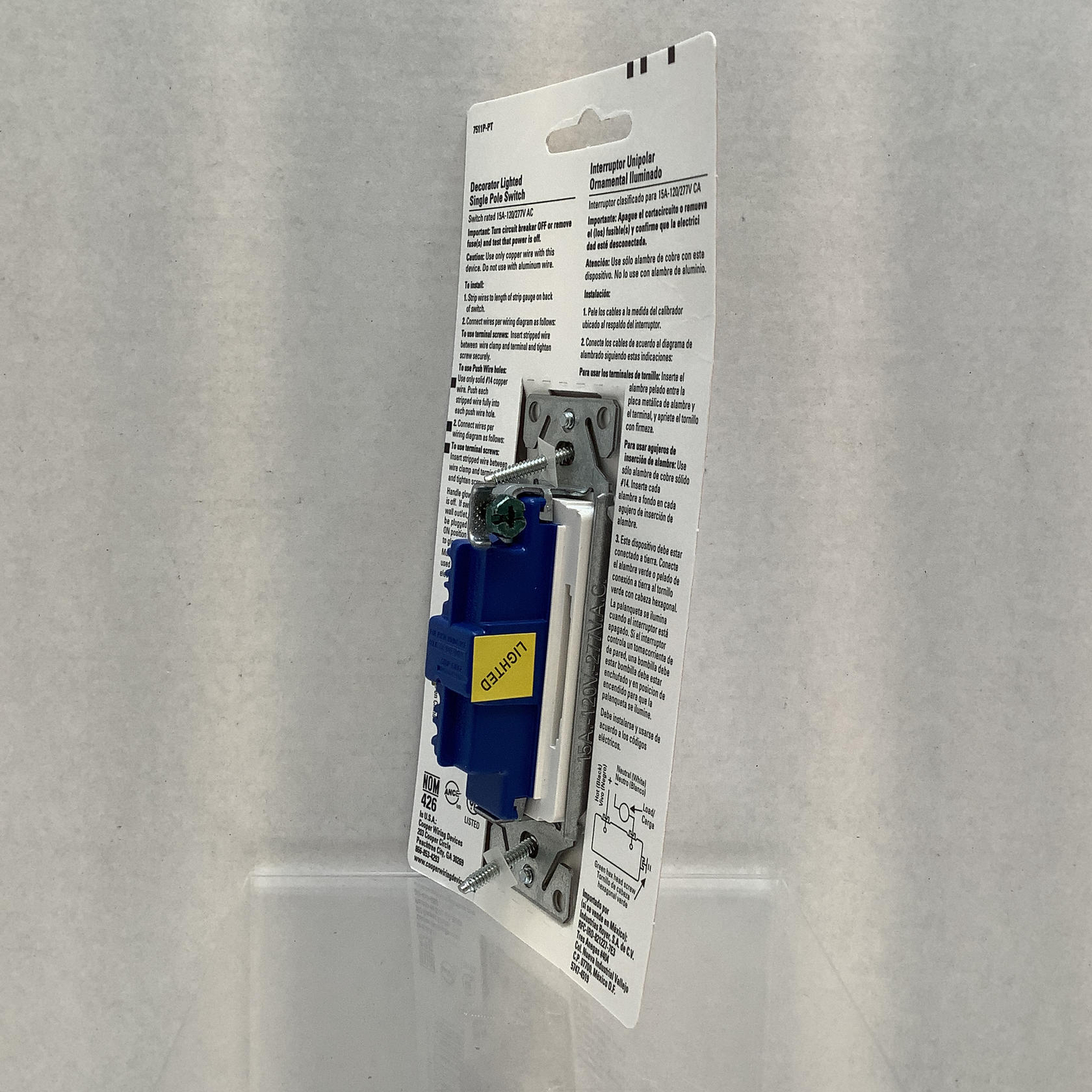 4-Pack Cooper Wiring Devices White Single Pole Decorator Light Switch 120/277V