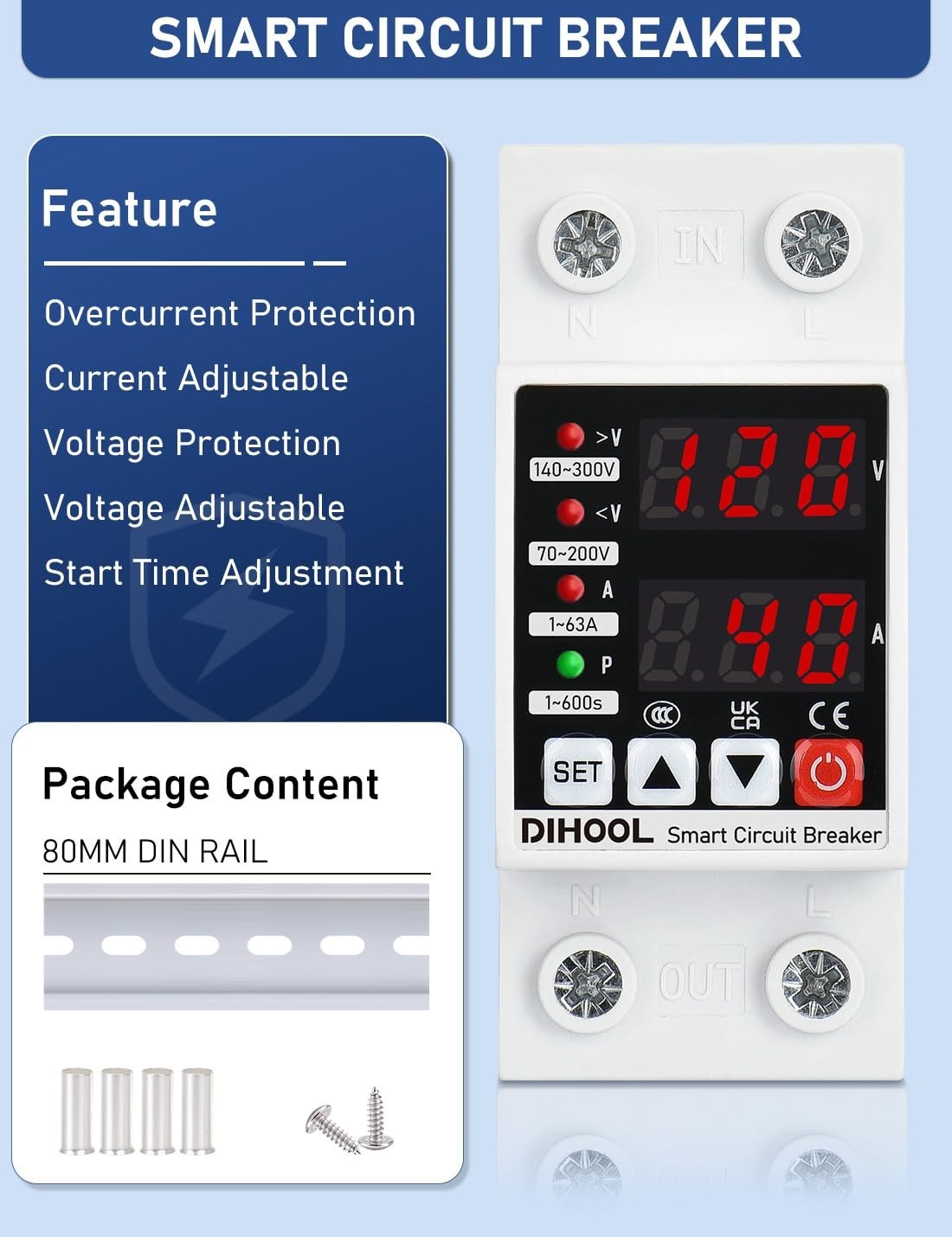 Smart Circuit Breaker with Undervoltage and Overvoltage Protection Features