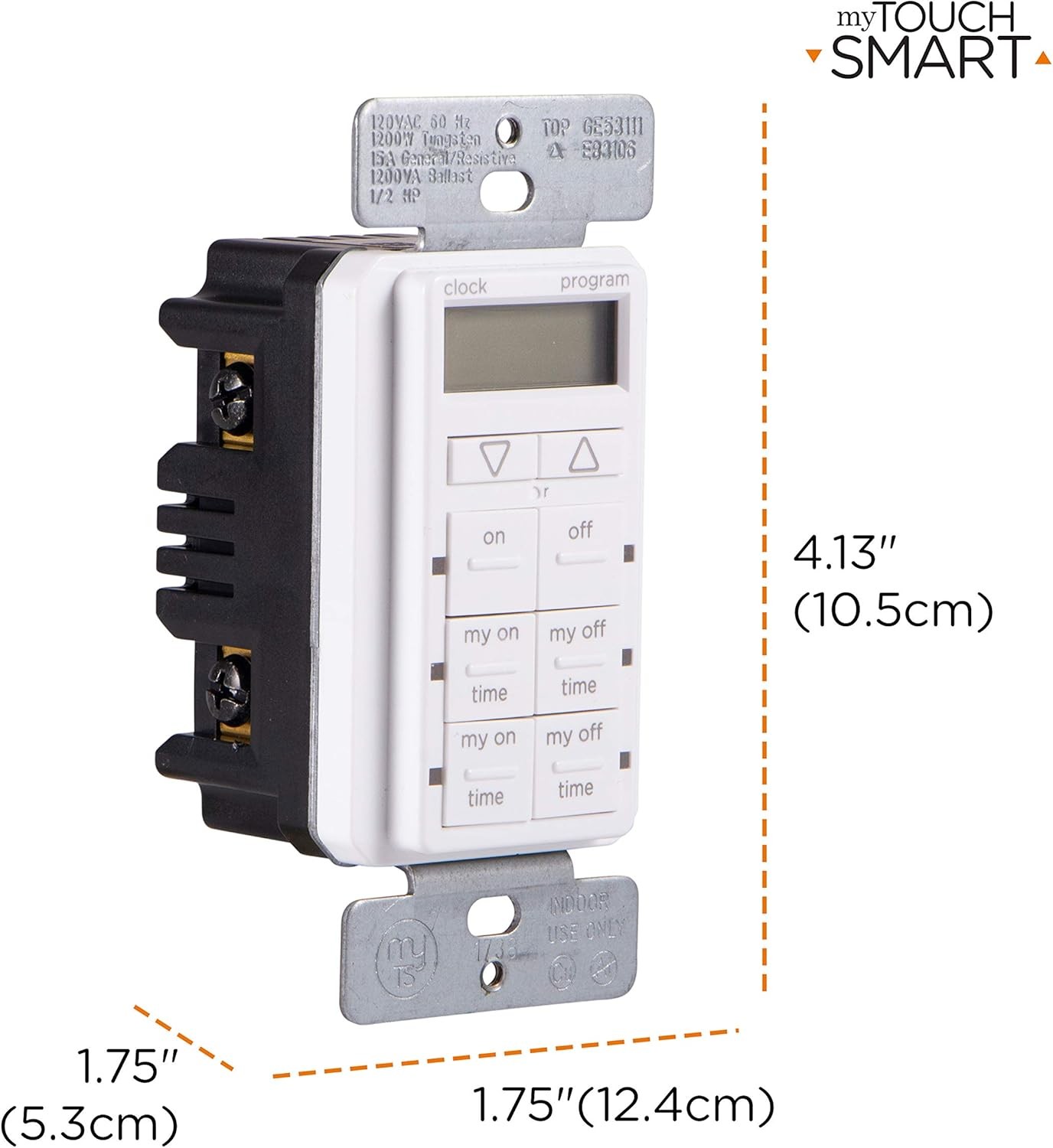 myTouchSmart In-Wall Digital Timer, 4 Programmable 24-Hours, 2 Custom On/Off