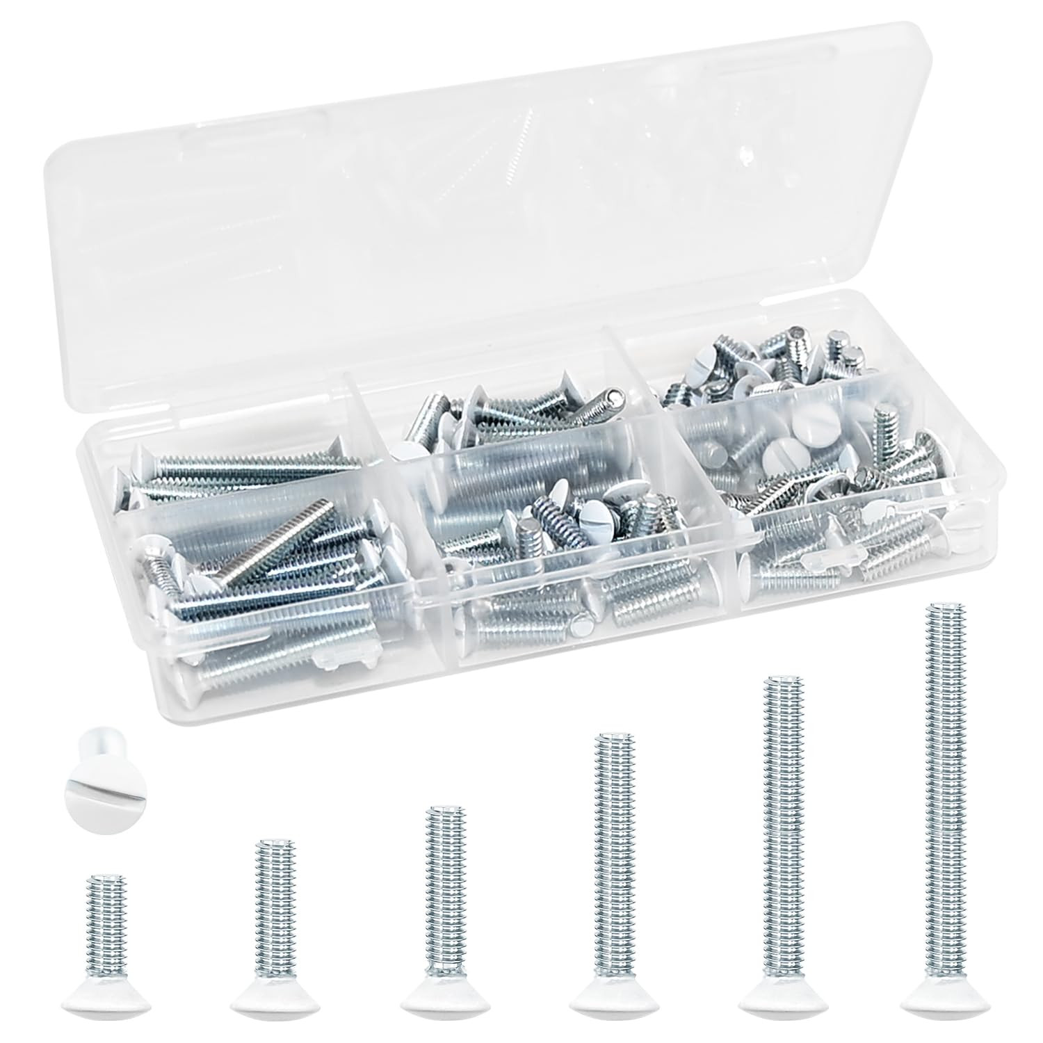 130 Pack White Outlet Screws 6-32 Thread, Wall Plate Screws for Electrical Cover