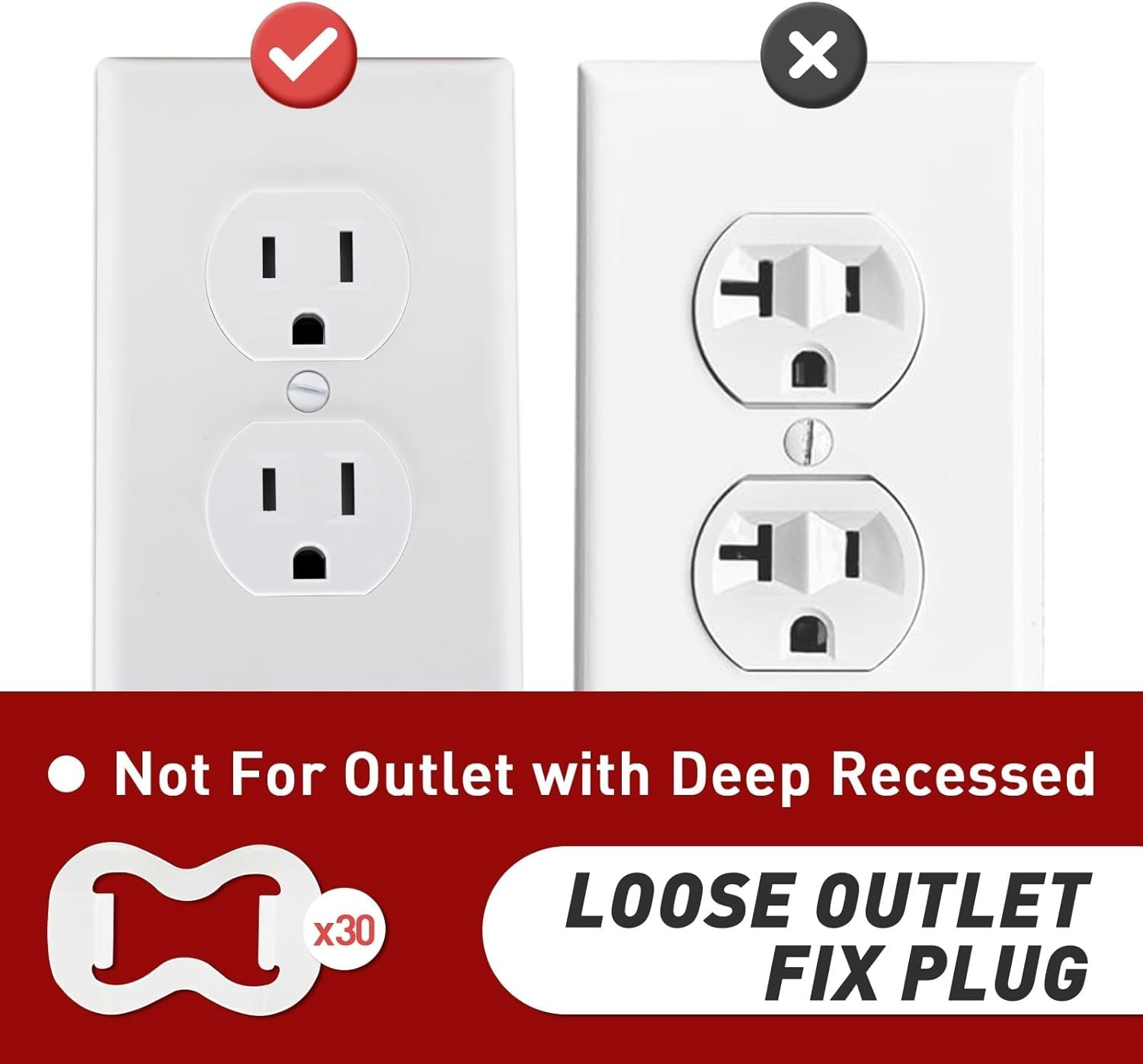 Universal Compatibility Loose Outlet Fix Plug – 30-Pack for Safe Electrical Use