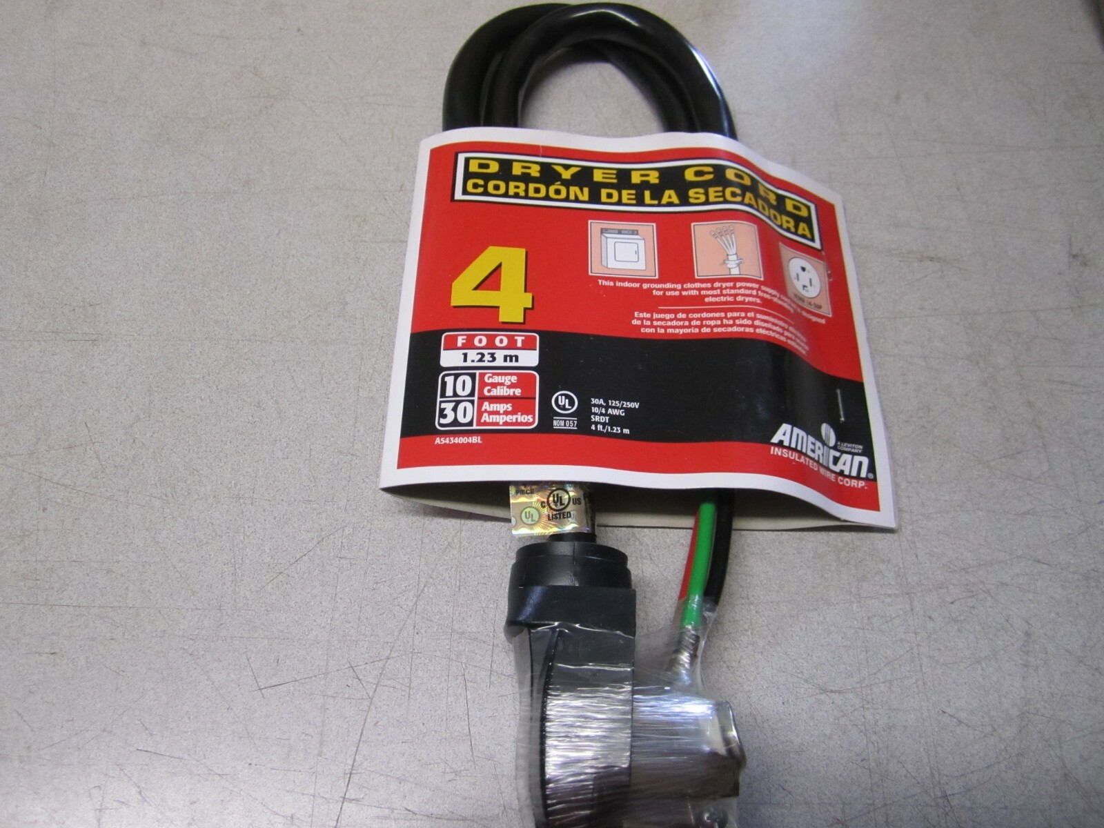 Lot of 5 pcs 4 ft. Dryer Cord AWG 10/4 SRDT 125/250 V 30Amp 10 Gauge