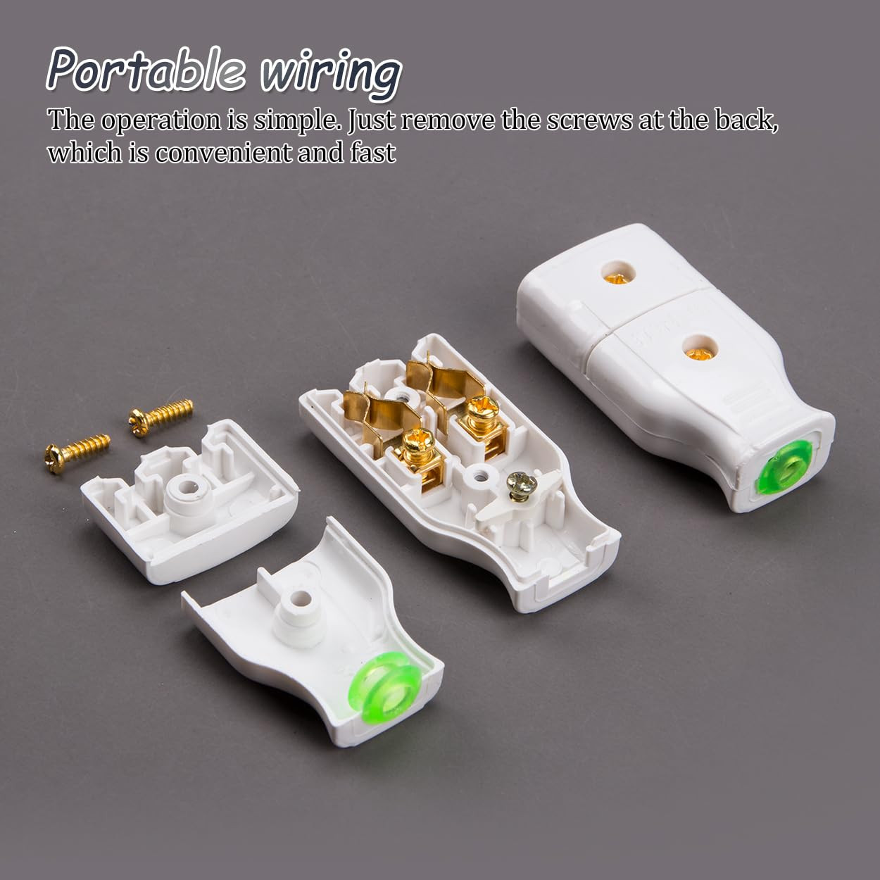 6Pcs 10A 250V 2 Pole Straight Blade Plug Female Extension Cord Ends White AC Soc