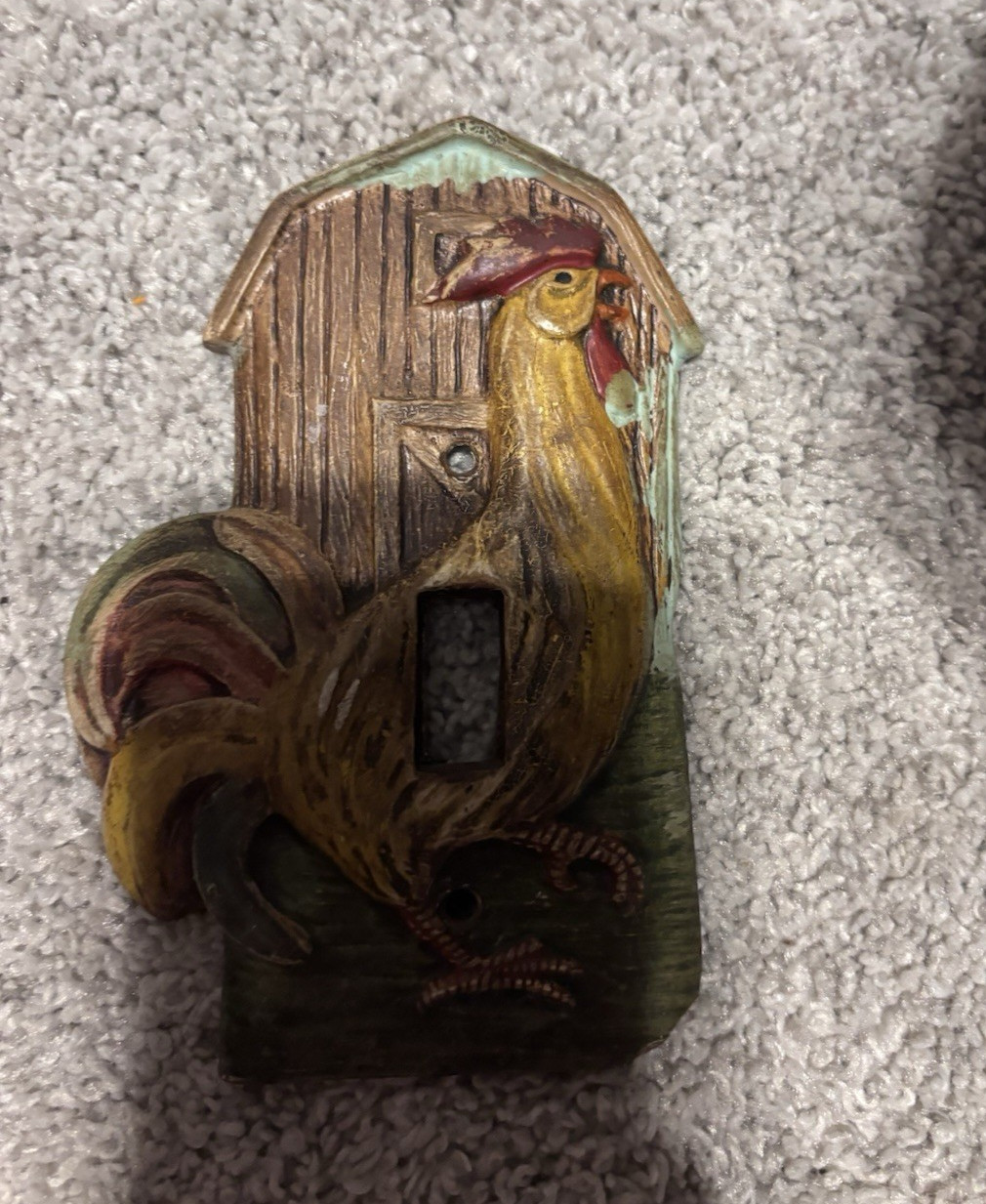 Ceramic Decorative Rooster Barn Animal 1-Gang Single Toggle Wall Plate Cover