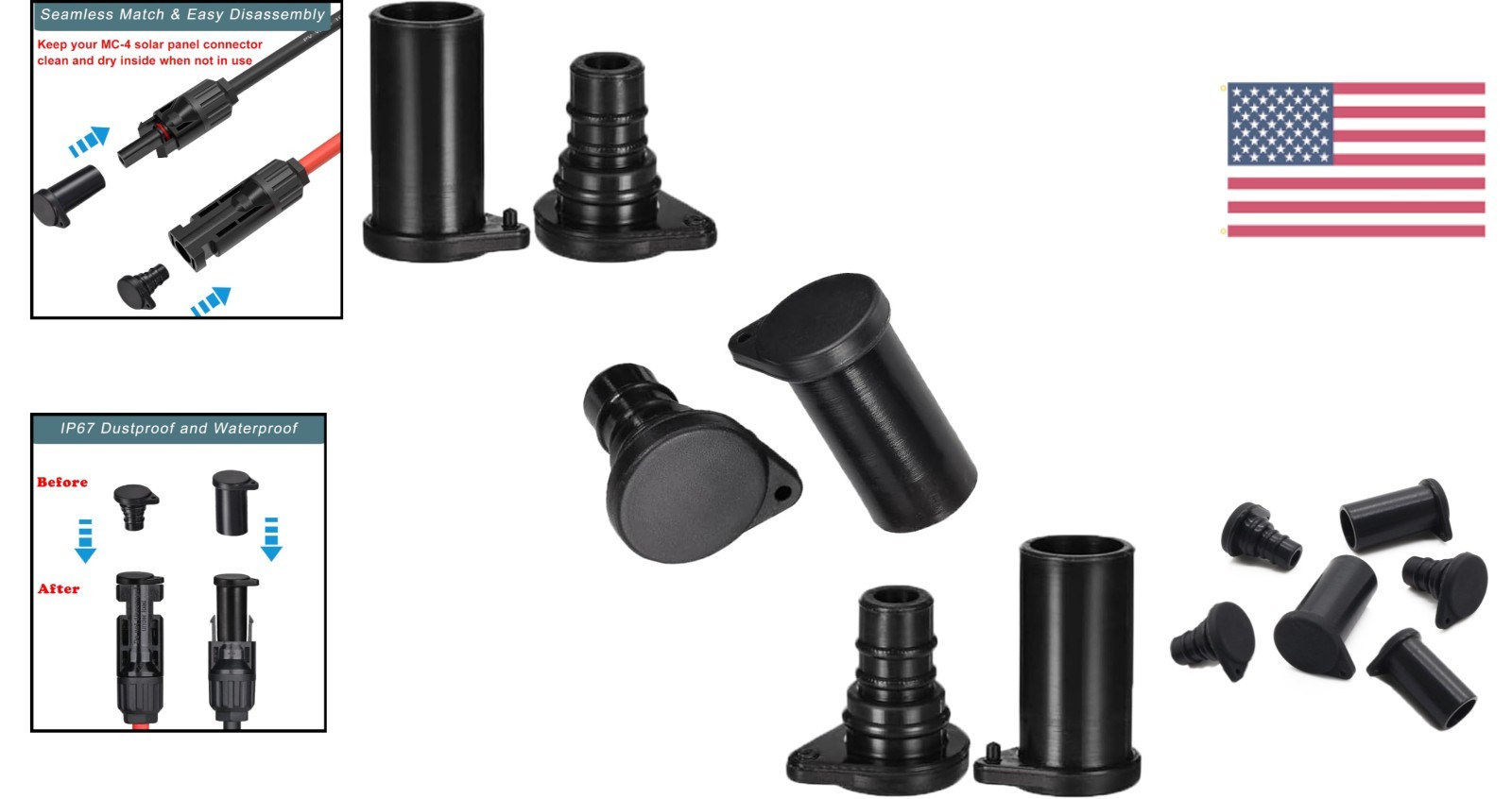 3 Pairs of Durable Dust and Moisture Resistant Solar Connector Caps – Rated