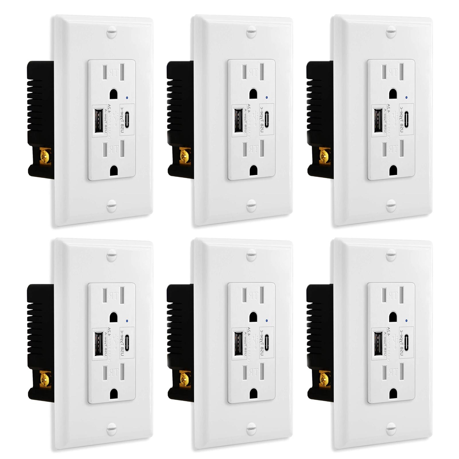 4.2A 2 USB Ports Charger Outlet With Type-C/A Port Tamper Resistant Receptacles