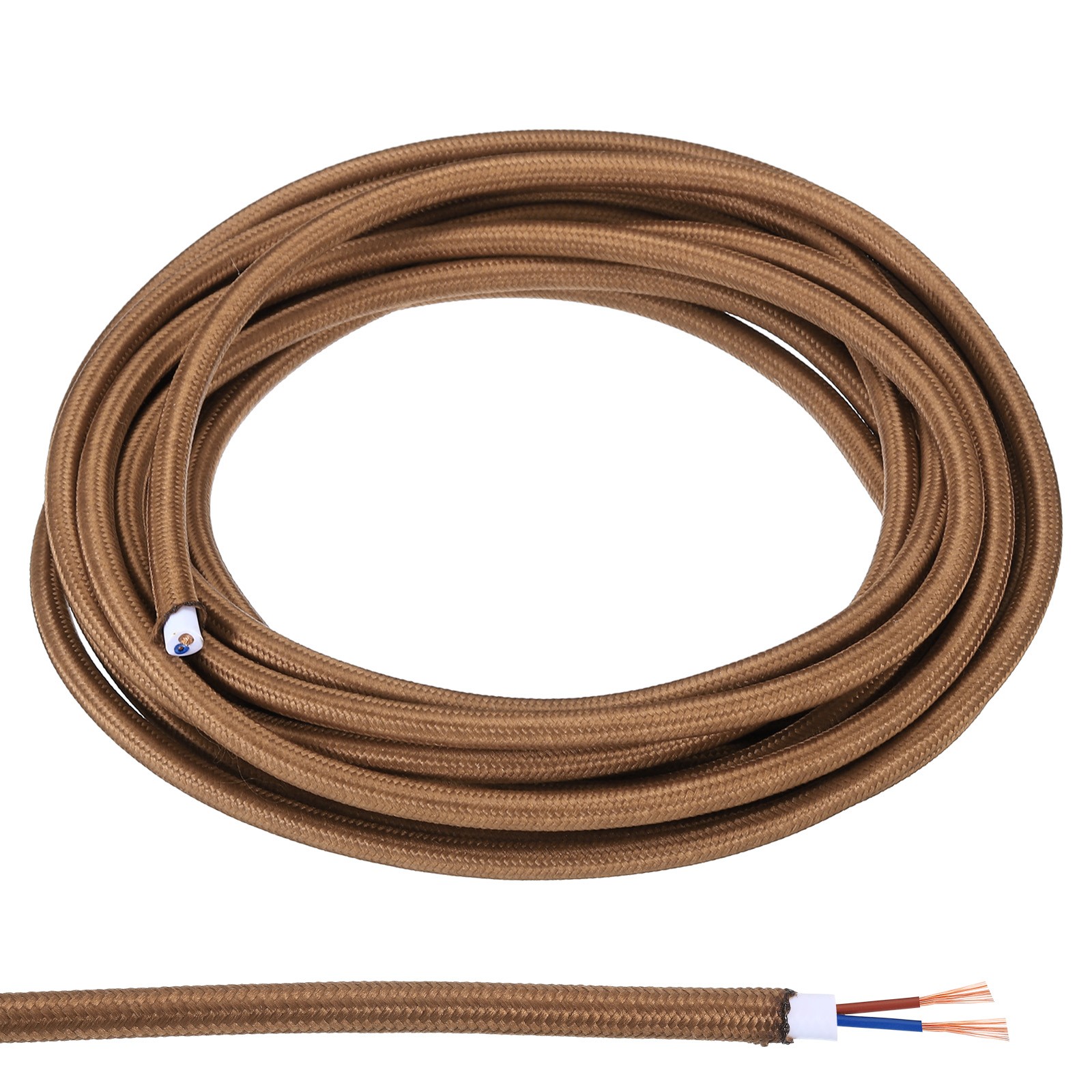 16.4ft 18AWG 2 Core Fabric Cloth Covered Round Wire Brown