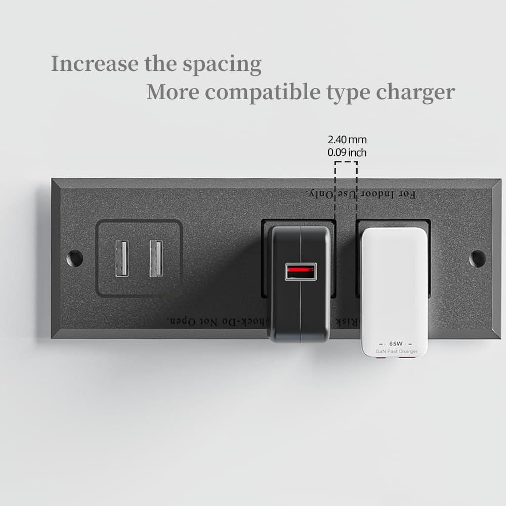 1500W Recessed Power Strip Mount Hidden Charging Station with USB Plug Multiple