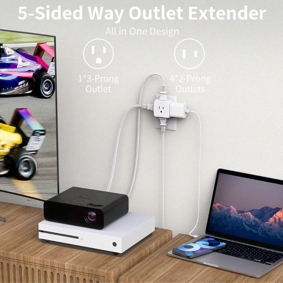 Multi-Plug Socket Splitter with 5 Outlets Side Socket Power Strip Box