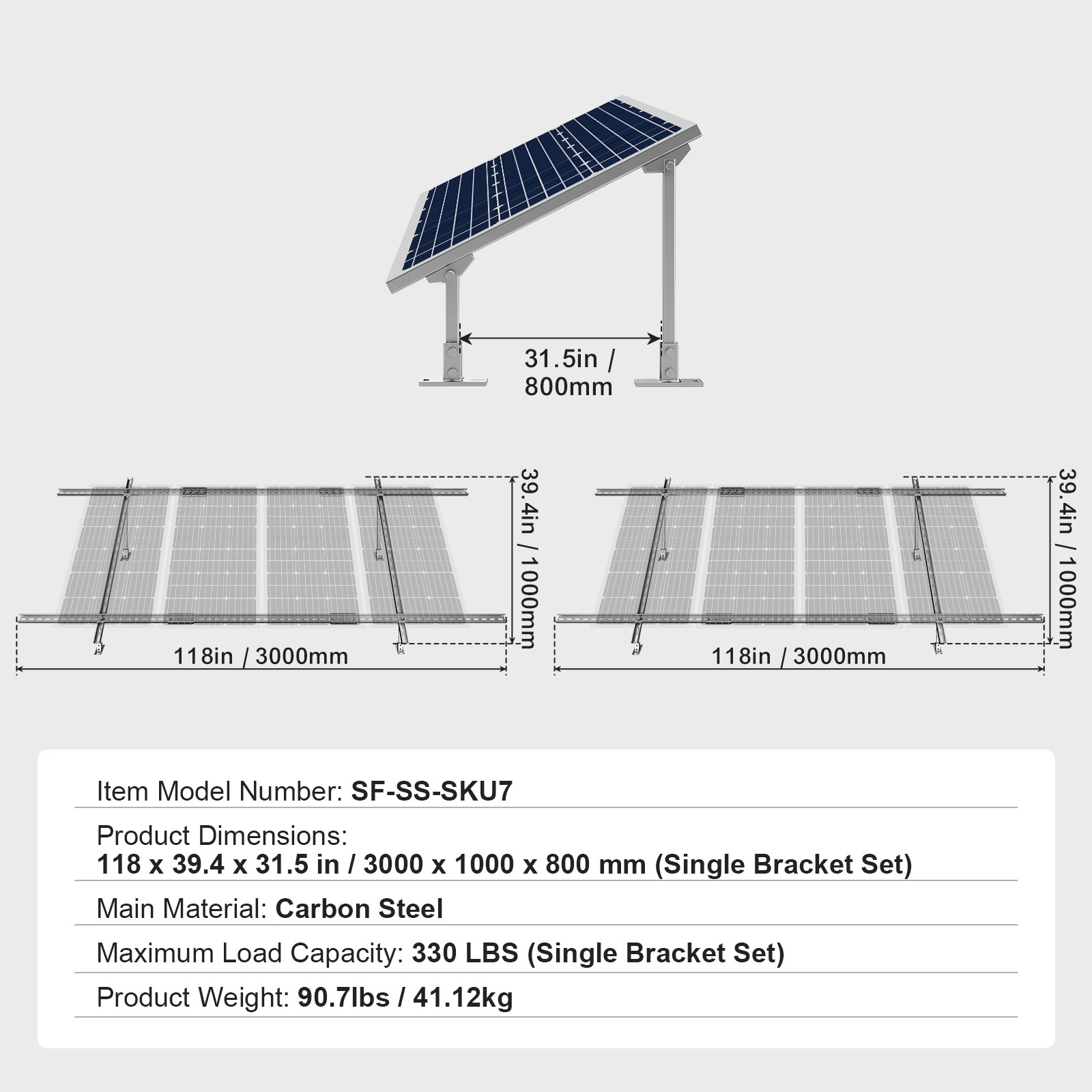 Uimoso Adjustable Solar Panel Mounting Brackets, 2 Sets, 30°-60° Angle