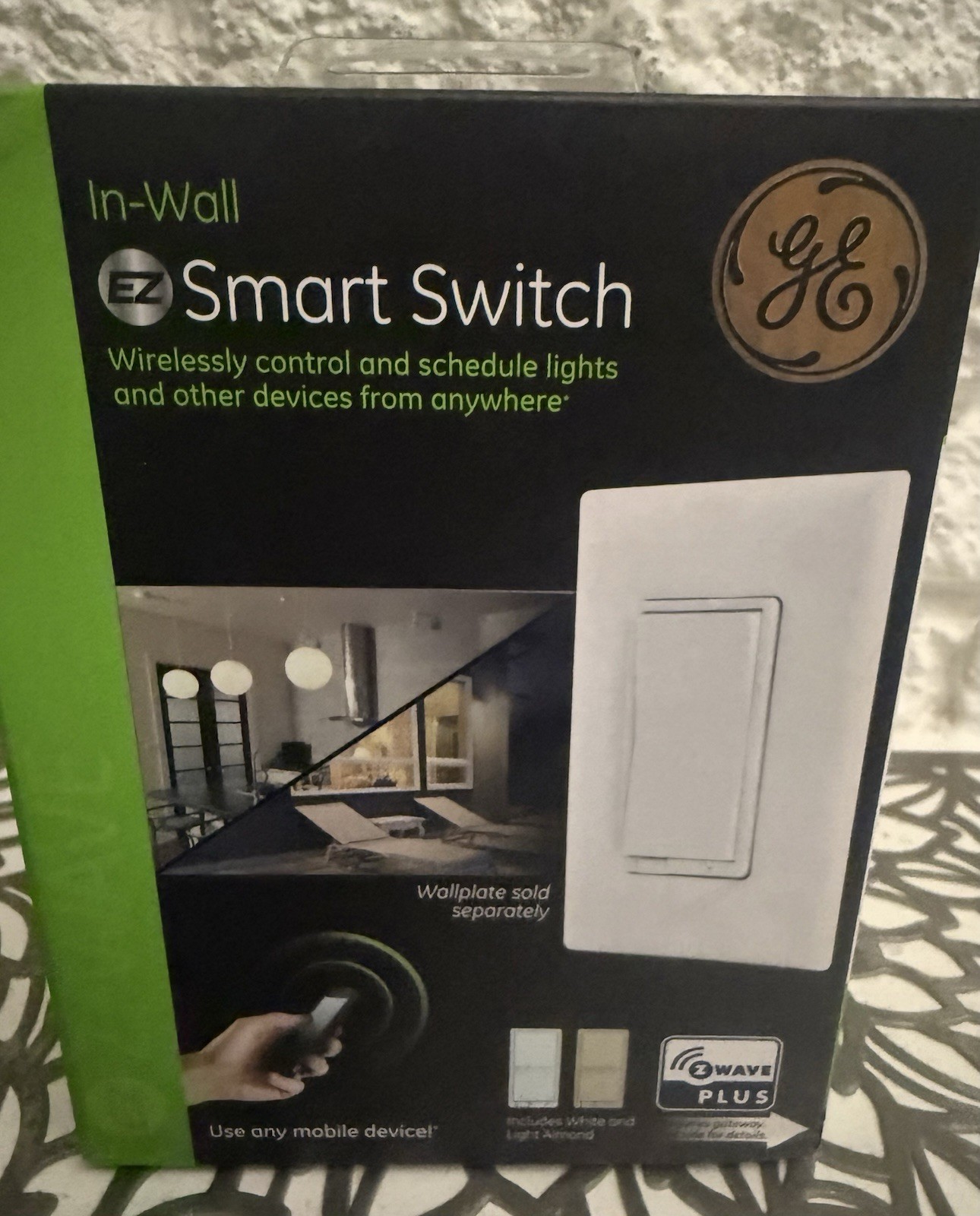 GE EZ Smart Switch Z-Wave Plus In-Wall Decorator/Rocker Light Switch, White