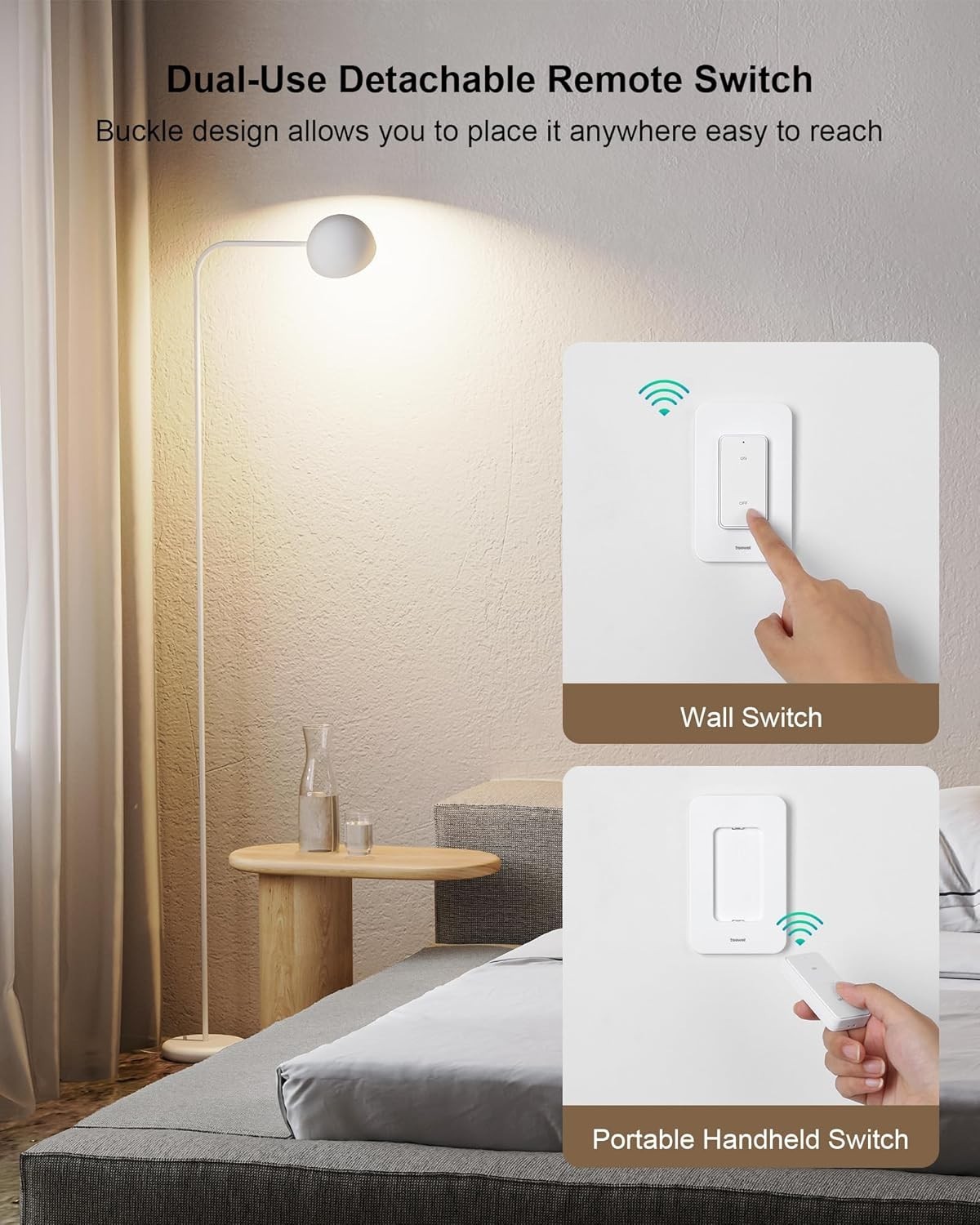 Remote Control Outlet Wireless Wall Switch, 200FT Long Range RF Remote Light …