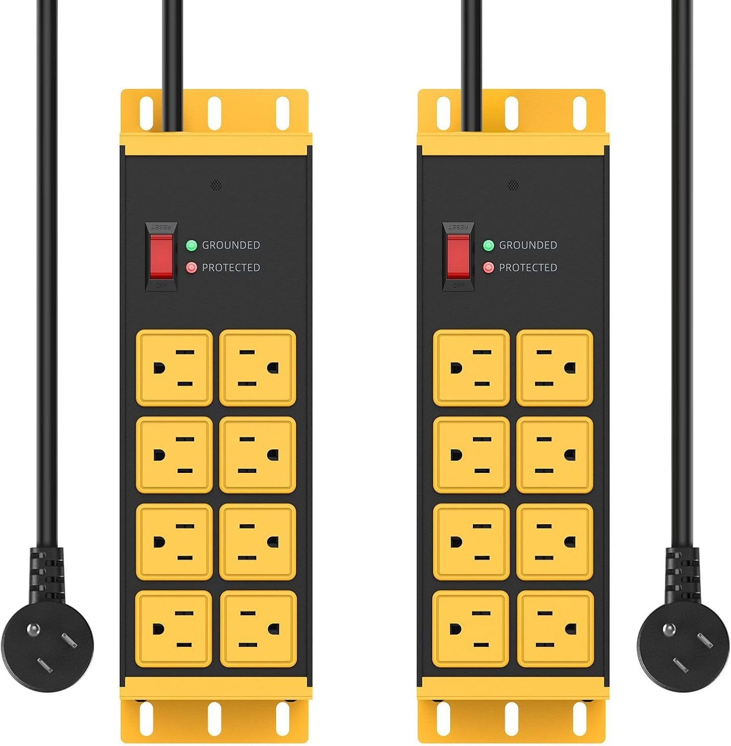 2 Pack Heavy Duty Power Strip 8 Outlets, Metal Wall Mount Outlet Strip 4800J Sur