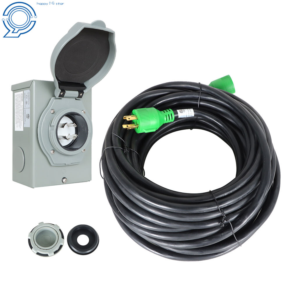 Generator Extension Power Cord 25/50/75/100Ft L14-30 30 Amp Power Inlet Box