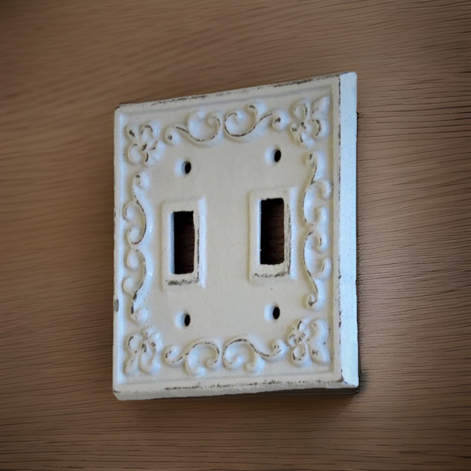 1 White Distressed Double 1 Single Light Switch Plate Cover 2 Wall Plate Covers