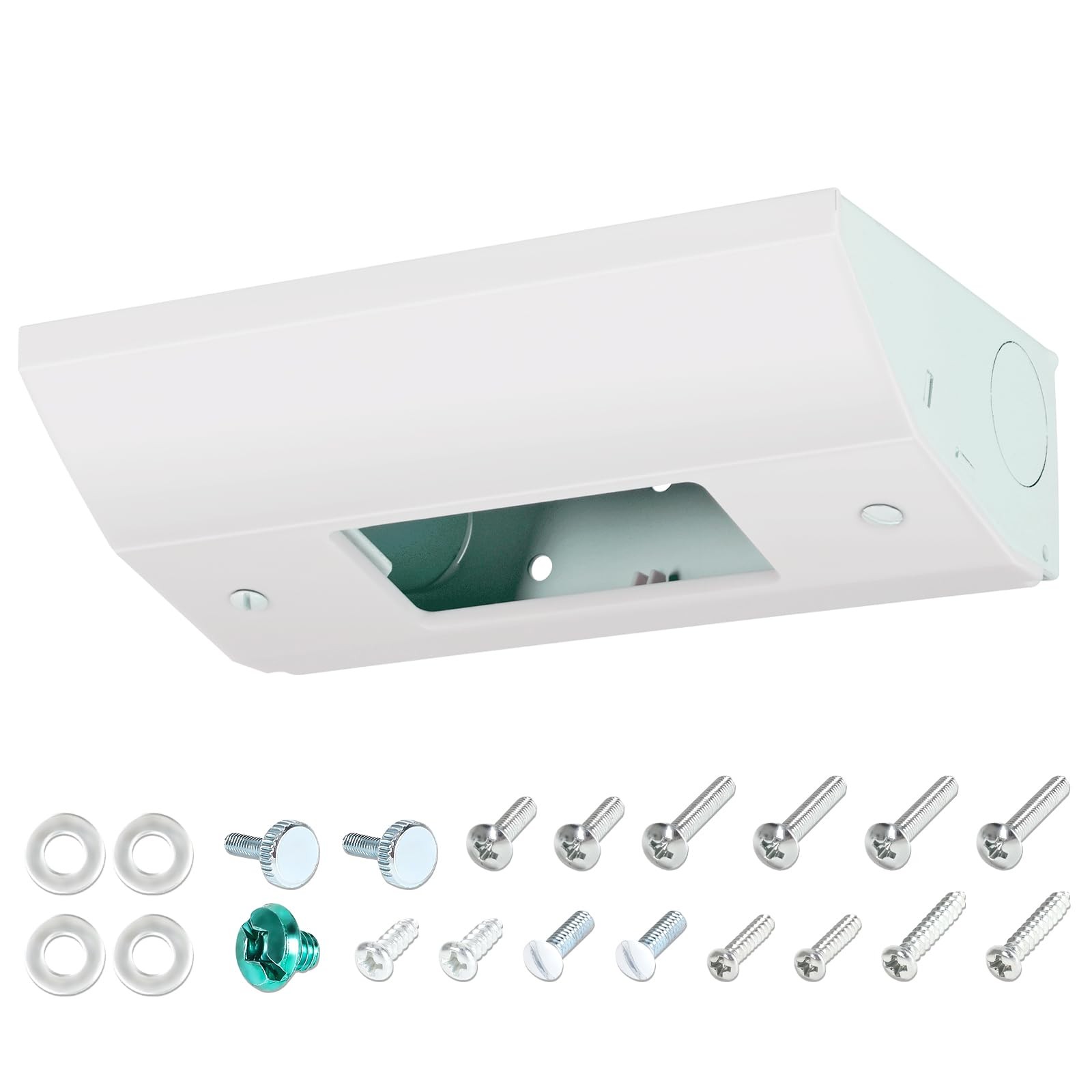 Low Profile Under Cabinet Outlet Box, Slim Electrical White